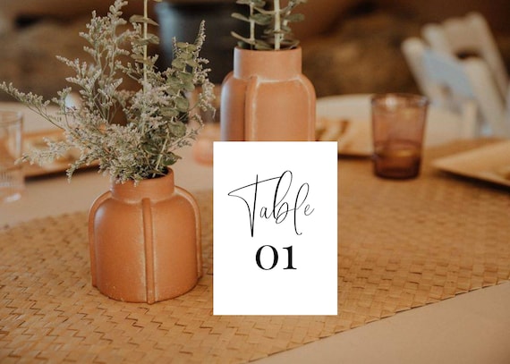 PRINT AT HOME | Wedding Table Numbers 1-30 | Modern Calligraphy | Modern Font Table Numbers | Minimalist Wedding Table Numbers