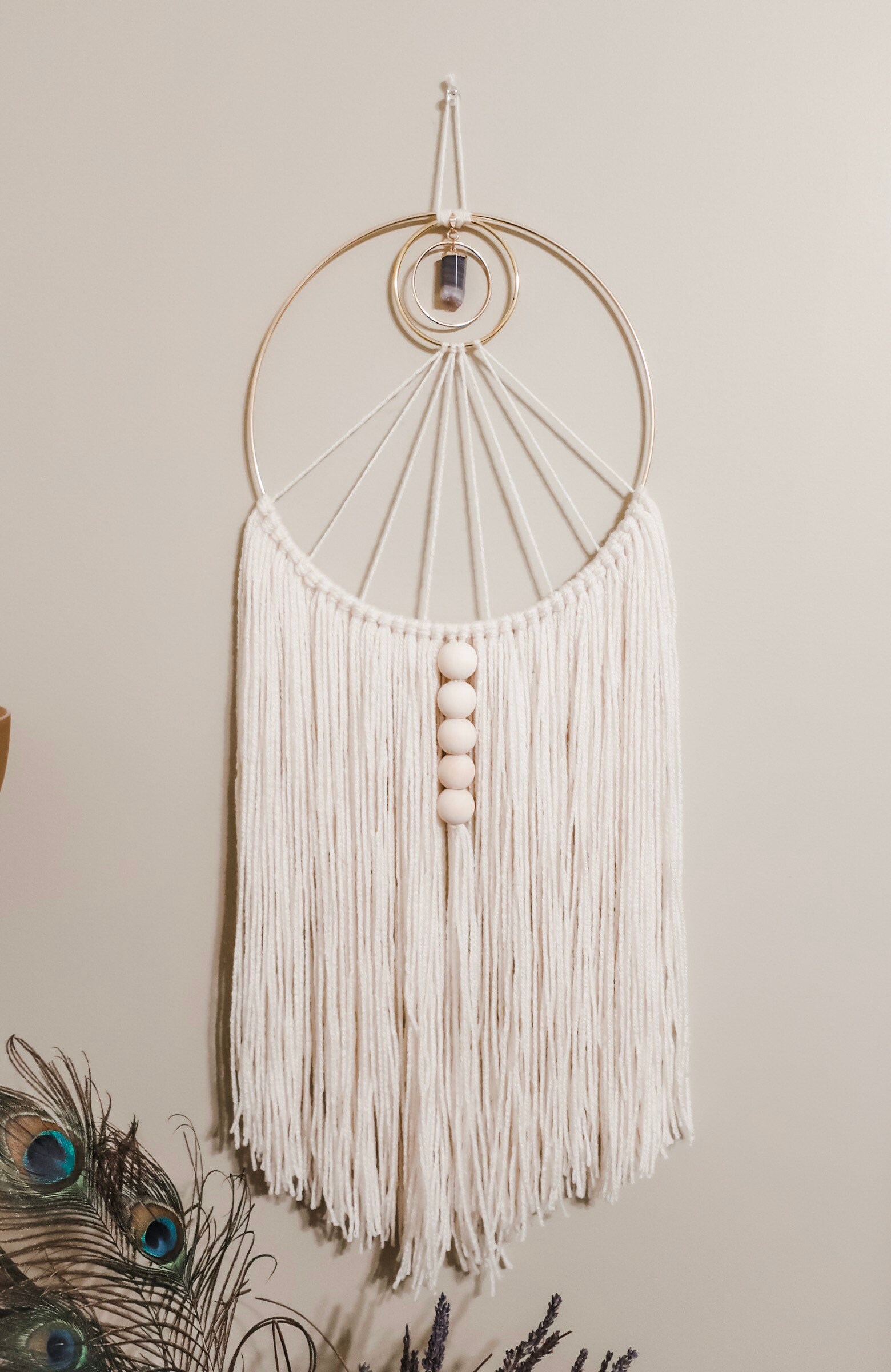 Modern Macrame Geode Wall Hanging Boho Circle Yarn Wall Hanging