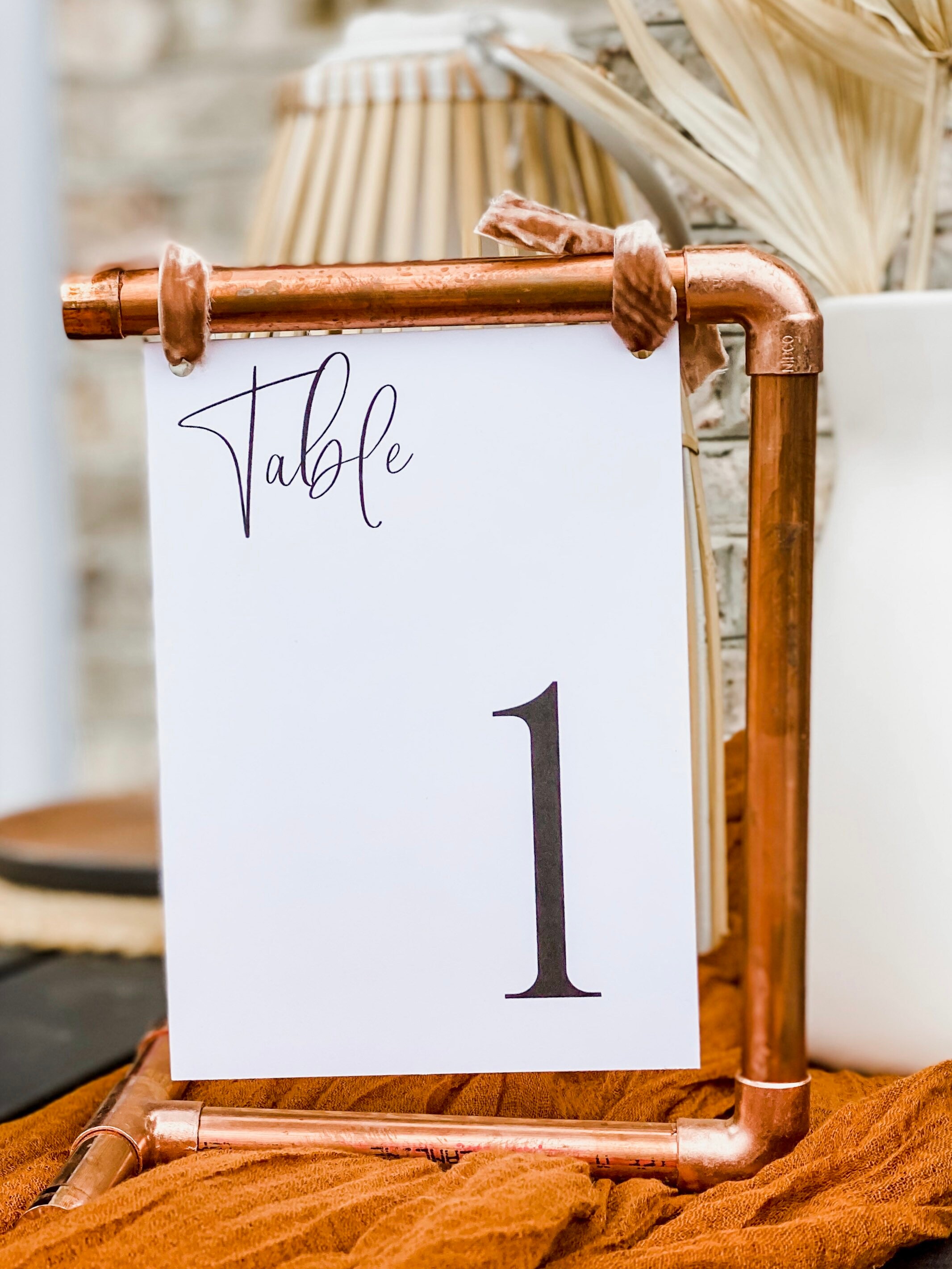 copper-wedding-sign-holder-menu-copper-holder-modern-table-center