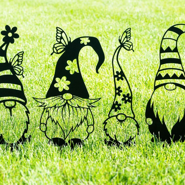 Garden Gnome Stakes | Outdoor Garden Decor | Gnome Yard Stakes | Garden Decoration | Fairy Garden | Spring Garden Art | Housewarming Gift