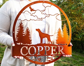 Custom Dog Decor | Metal Dog Sign | Dog Lovers Wall Art | Indoor Outdoor Home Decor | Dog Name Sign | Pet Dog Sign | Hunting Dog Custom Sign