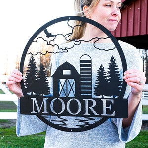 Custom Metal Farm Sign | Barn Ranch Sign | Farmhouse Decor | Family Name Sign | Personalized Wedding Gift | Farm Address Sign Metal Wall Art