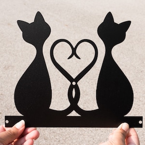 Cat Wall Art Metal Cat Gifts for Cat Lover Gift Women Cat Sign for a Home Cat Decor Metal Cat Gift Metal Cat Sign Cat Heart Metal Cat Decor