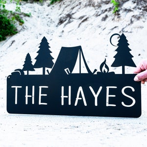 Metal Tent Camping Sign | Custom Camping Name | Camper Decor | Personalized Camping Gifts Outdoor Decor Cabin Sign | Campsite Sign