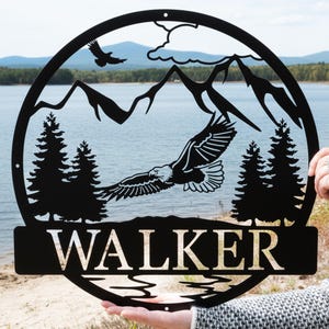 Custom Outdoor Eagle Monogram | Metal Wall Art Decor | Custom Name Sign | Eagle Address Sign Metal Sign with American Eagle Metal Bird Sign