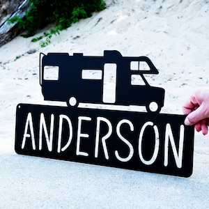 Custom Metal Camper Van Plaque Sign | Camper Decor | Camping Gift | Campsite Sign | Outdoor Camp Cabin Decor | Camping Family Name Sign
