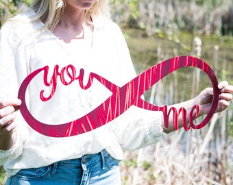Décoration de l'infini en métal, signe de l'infini, vous moi, amour de l'infini, décoration d'intérieur, cadeau de mariage de l'infini, cadeau d'anniversaire de couple, pendaison de crémaillère, oeuvre d'art murale
