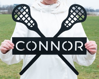 Custom Lacrosse Sign Metal Wall Art, Sports Name Sign, Lacrosse Home Decor, Lacrosse Sticks, Lacrosse Player Gift, Christmas Birthday Gift