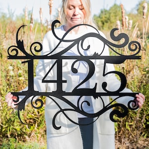 House Number Sign Metal Address Sign Address Plaque Home Number Sign Custom Address Decor House Warming Gift Front Door Sign image 1