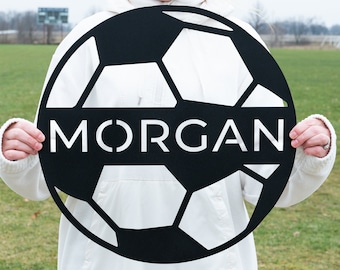 Personalized Soccer Ball Name Sign, Metal Wall Art, Soccer Name Sign, Sports Name Sign, Gift For Soccer Football Players, Sports Wall Art