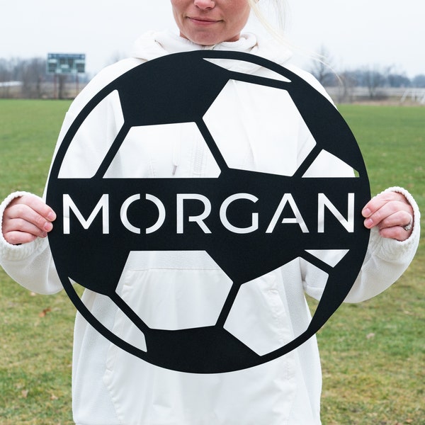 Personalized Soccer Ball Name Sign, Metal Wall Art, Soccer Name Sign, Sports Name Sign, Gift For Soccer Football Players, Sports Wall Art