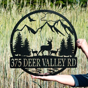 Metal Deer Family Scene Outdoor Sign | Hunting Gift for Men | Outdoor for Men | Custom Deer Name Sign | Hunter Gift Cabin Family Name Sign