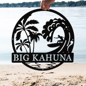 Custom Metal Surf Outdoor Name Sign | Surfer Sign | Beach Theme Decor | Hawaiian Summer Boho Decor | Personalized Surf Gift Surfboard Decor