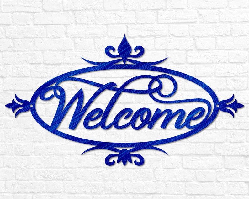 Metal Welcome Sign for Front Porch Welcome Sign Wedding Gift for Couple Gift Steel Welcome Sign Welcome Word Wall Art Outdoor Welcome Sign Blue