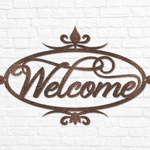 Metal Welcome Sign for Front Porch Welcome Sign Wedding Gift for Couple Gift Steel Welcome Sign Welcome Word Wall Art Outdoor Welcome Sign Copper Vein