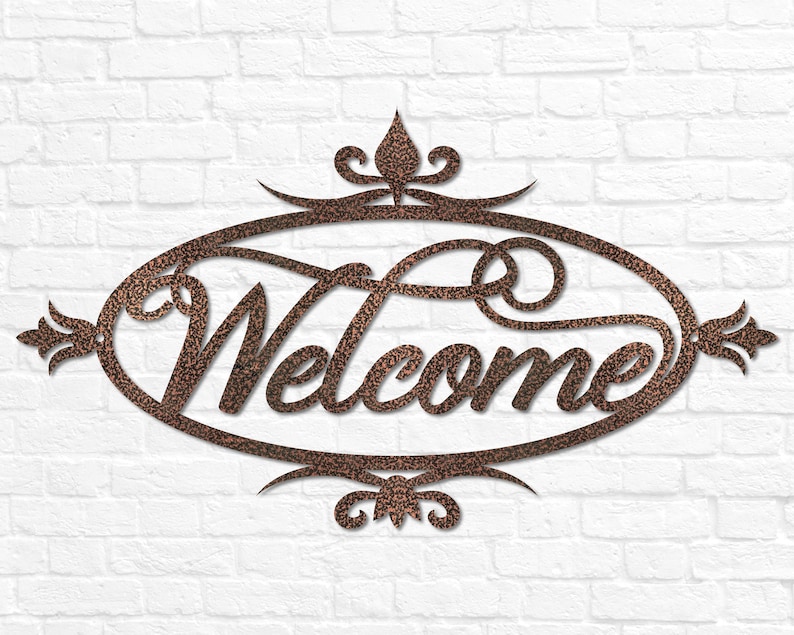 Metal Welcome Sign for Front Porch Welcome Sign Wedding Gift for Couple Gift Steel Welcome Sign Welcome Word Wall Art Outdoor Welcome Sign Copper Vein