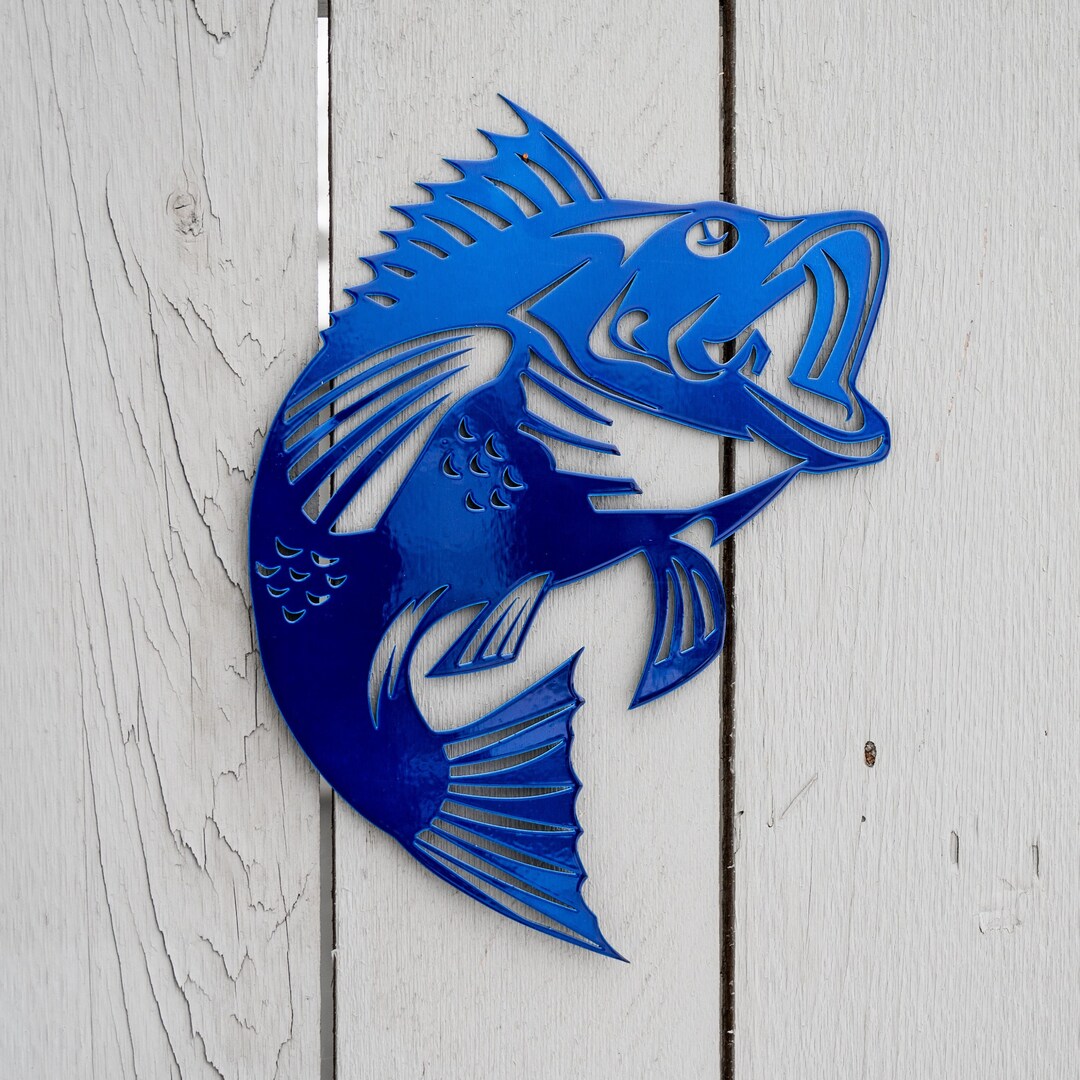Metal Bass Wall Art Metal Wall Decor Bass Fishing Gift for Men Etsy