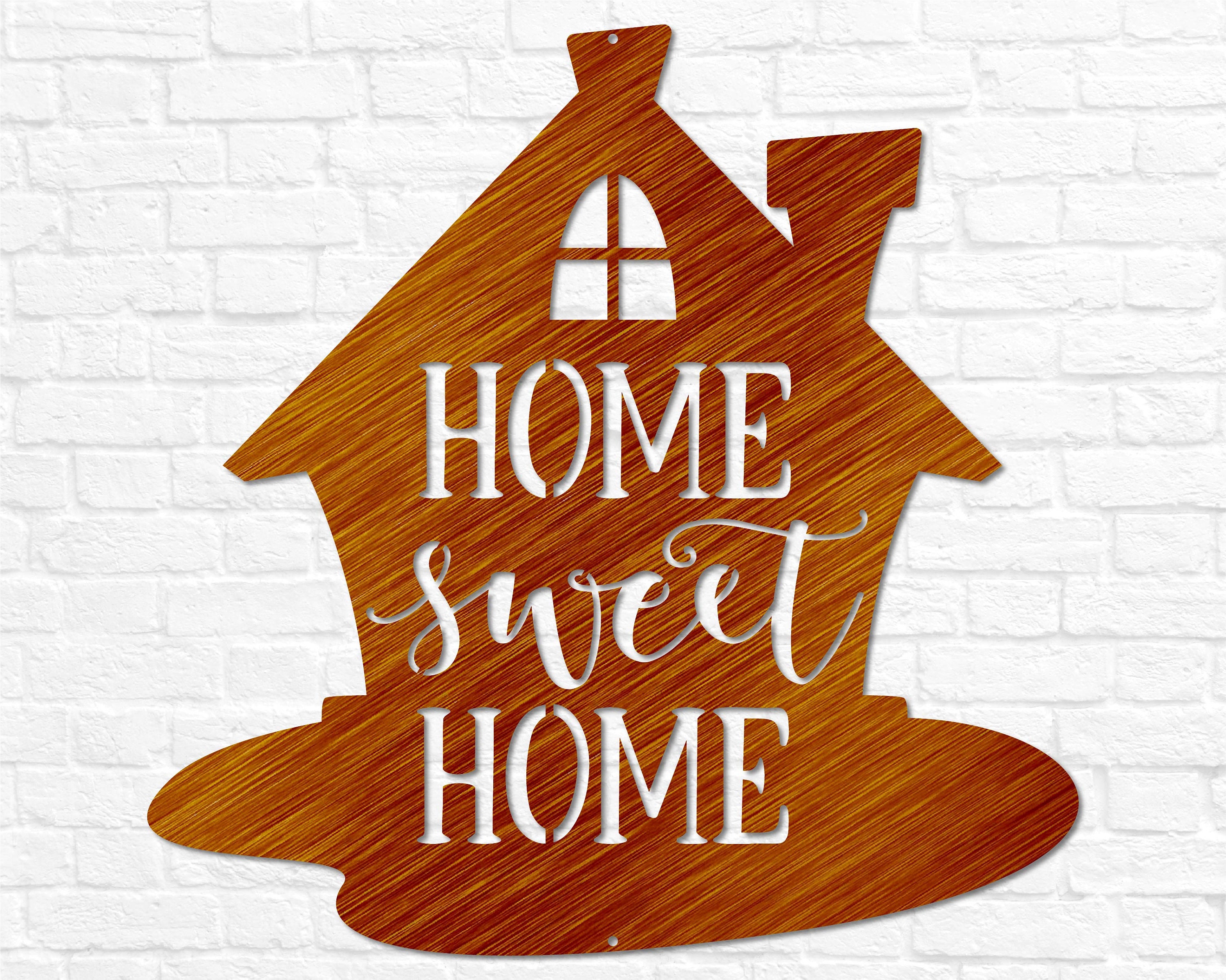 "Home Sweet Home" Metal Wall Plaque Sign - Shabby Chic, Birch Color, Custom Made Gift