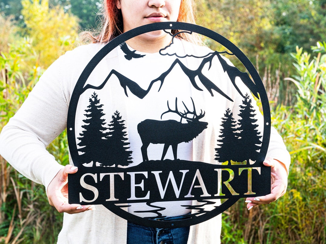 Personalized Hunting Sign | Outdoor Metal Elk Sign With Mountain ...