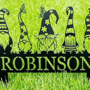 Garden Gnome Yard Stake | Custom Gnome Gifts | Christmas Gnome Stakes | Gnome Metal Art | Gnome Monogram | Yard Decor | Outdoor Lawn Decor