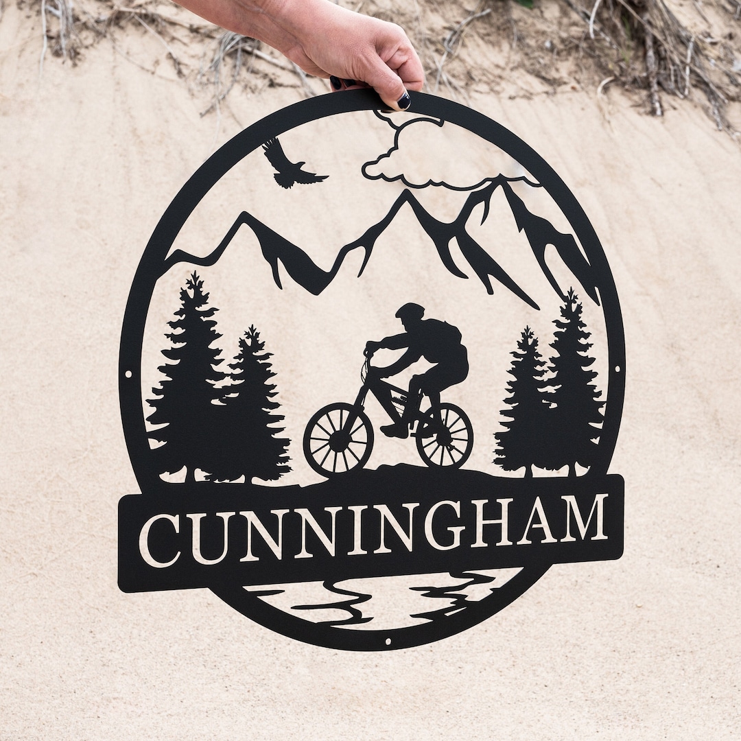 Custom Mountain Bike Decor Handmade Bicyclist Gift Metal Bike Wall Art