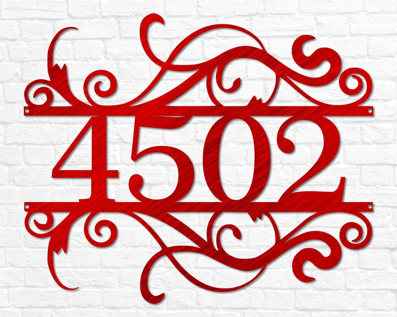 House Number Sign Metal Address Sign Address Plaque Home Number Sign Custom Address Decor House Warming Gift Front Door Sign Red Translucent