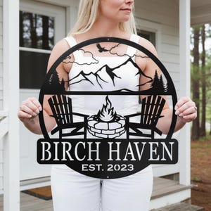Metal Outdoor Sign | Custom Campfire Sign | Camper Decor | Personalized Camping Gifts Fire Pit Sign Outdoor Decor Cabin Sign | Campsite Sign Bild 2