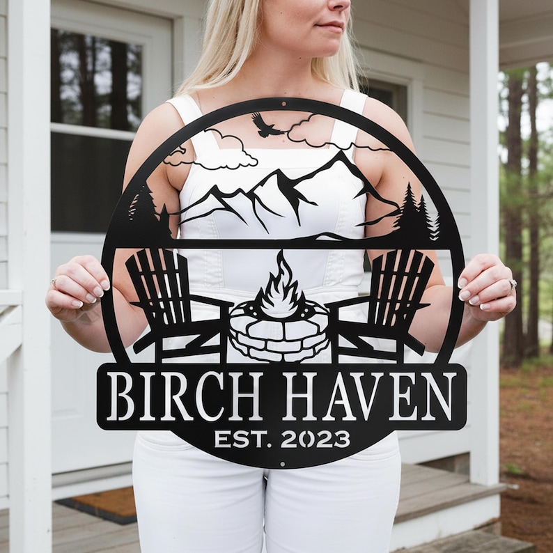 Metal Outdoor Sign | Custom Campfire Sign | Camper Decor | Personalized Camping Gifts Fire Pit Sign Outdoor Decor Cabin Sign | Campsite Sign Bild 2