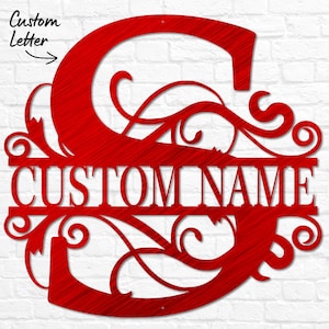 Custom Metal Signs Monogram Wall Decor Metal Wall Art Last Name Sign Family Name Sign Personalized Wedding Gift Custom Metal Art Red Translucent