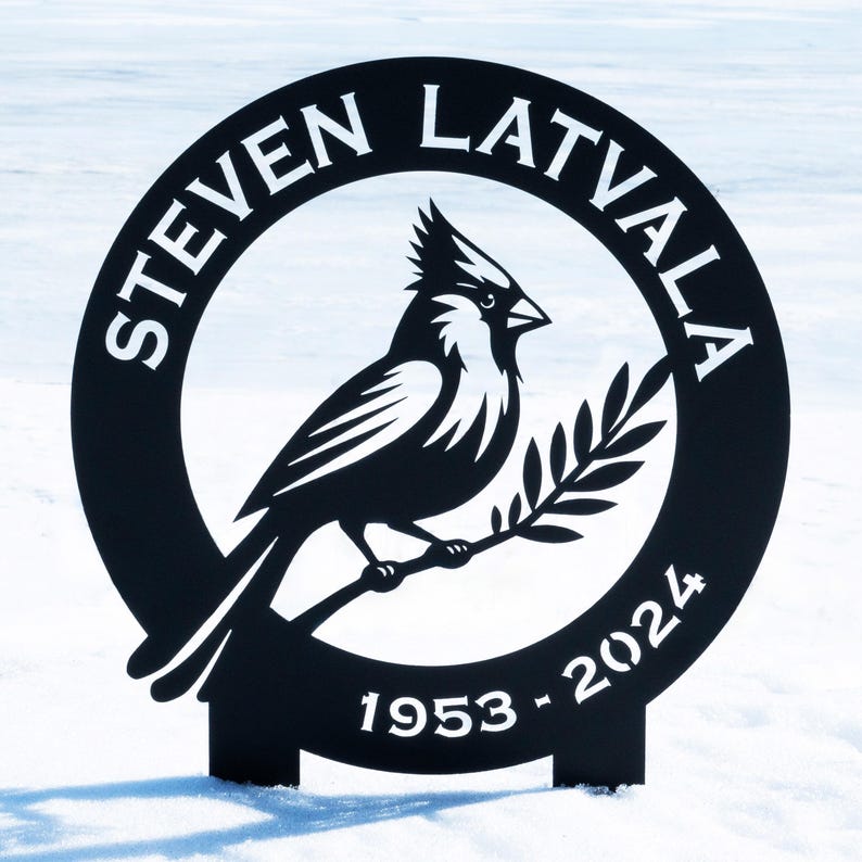 Metal Cardinal Memorial Personalized Name Sign | Custom Memorial ...