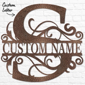 Custom Metal Signs Monogram Wall Decor Metal Wall Art Last Name Sign Family Name Sign Personalized Wedding Gift Custom Metal Art Copper Vein