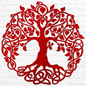 Metal Tree of Life Wall Art Tree of Life Wall Decor Tree of Life Sign Metal Outdoor Sign Weatherproof Sign Housewarming Gift Anniversary Red