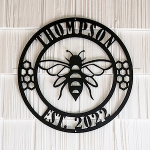 Personalized Honey Bee Sign | Custom Metal Bee Decor | Custom Garden Sign | Gift for Gardener Bee Keeper | Honey Bee Accent | Bee Garden