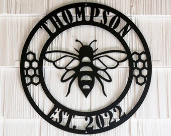 Personalized Honey Bee Sign | Custom Metal Bee Decor | Custom Garden Sign | Gift for Gardener Bee Keeper | Honey Bee Accent | Bee Garden