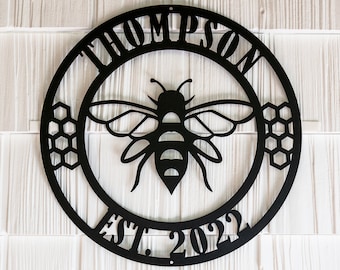 Personalized Honey Bee Sign | Custom Metal Bee Decor | Custom Garden Sign | Gift for Gardener Bee Keeper | Honey Bee Accent | Bee Garden