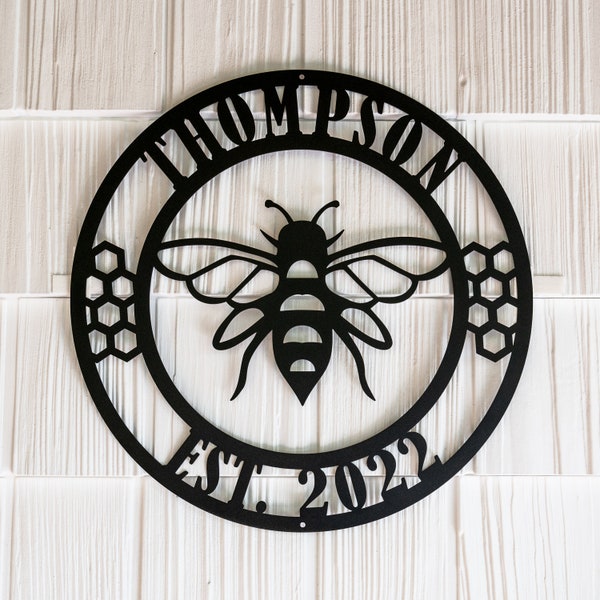 Personalized Honey Bee Sign | Custom Metal Bee Decor | Custom Garden Sign | Gift for Gardener Bee Keeper | Honey Bee Accent | Bee Garden