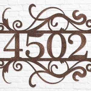 House Number Sign Metal Address Sign Address Plaque Home Number Sign Custom Address Decor House Warming Gift Front Door Sign Copper Vein