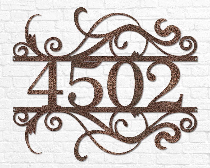 House Number Sign Metal Address Sign Address Plaque Home Number Sign Custom Address Decor House Warming Gift Front Door Sign Copper Vein