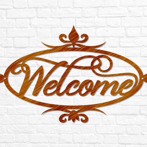 Metal Welcome Sign for Front Porch Welcome Sign Wedding Gift for Couple Gift Steel Welcome Sign Welcome Word Wall Art Outdoor Welcome Sign Copper