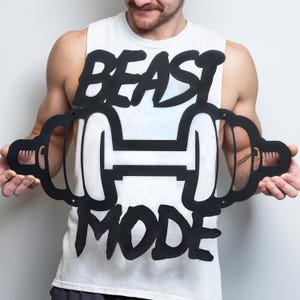 Metal Home Gym Sign | Beast Mode Fitness Sign | Fitness Quote | Motivation Decor | Workout Decor Sign | Gym Wall Art | Weightlifting