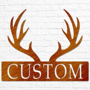 Custom Metal Deer Antler Monogram Deer Antler Decor Deer Hunter Gift Deer Name Sign Fathers Day Gift Gift for Him Cabin Sign Copper Translucent