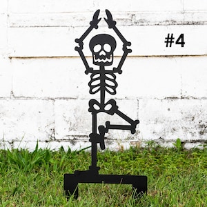 Outdoor Skeleton Halloween Decor, Halloween Outdoor Sign, Halloween Garden Signs, Metal Halloween Yard Stakes, Halloween Sign Skeleton Decor Skeleton #4 (1 item)