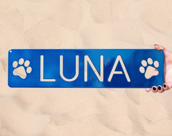 Personalized Metal Pet Name Plaque | Dog Room Decor | Pet Loss Gift Dog Cat Memorial Gift | Dog Name Sign Cat Name Sign Custom Pet Name Sign