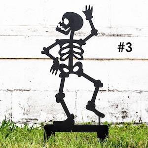 Outdoor Skeleton Halloween Decor, Halloween Outdoor Sign, Halloween Garden Signs, Metal Halloween Yard Stakes, Halloween Sign Skeleton Decor Skeleton #3 (1 item)