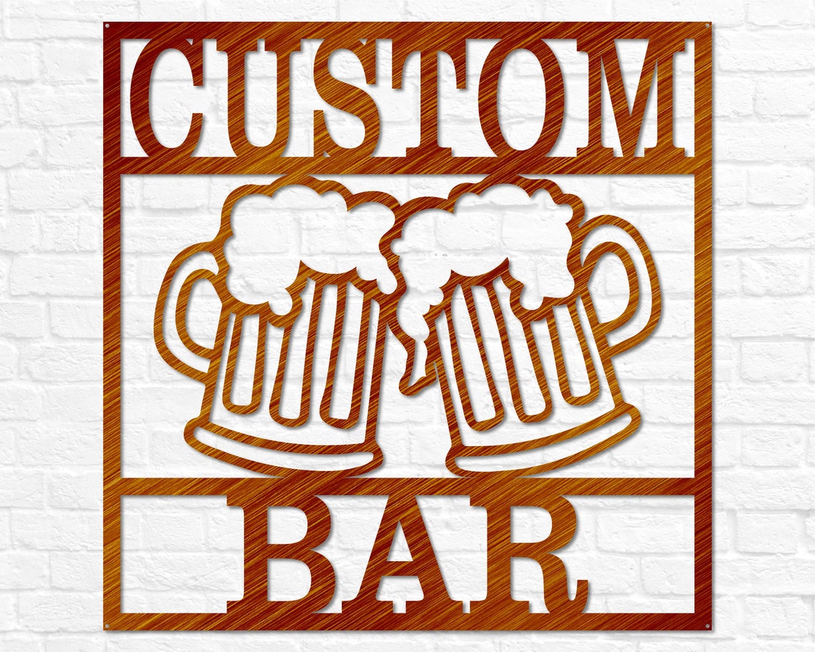 Custom Metal Bar Sign | Personalized Bar Man Cave Decor | Garage Sign ...