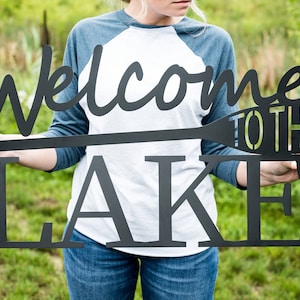 Welcome to the Lake Sign | Lake House Decor | Lakehouse Wall Art | Paddle Welcome Sign | Canoe Paddle Art | Pond Coastal Metal Beach Decor