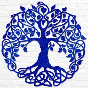 Metal Tree of Life Wall Art Tree of Life Wall Decor Tree of Life Sign Metal Outdoor Sign Weatherproof Sign Housewarming Gift Anniversary Blue