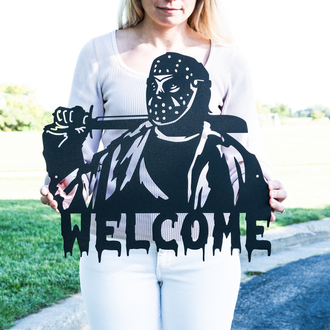 Metal Halloween Jason Voorhees Sign Horror Film Villains Decor