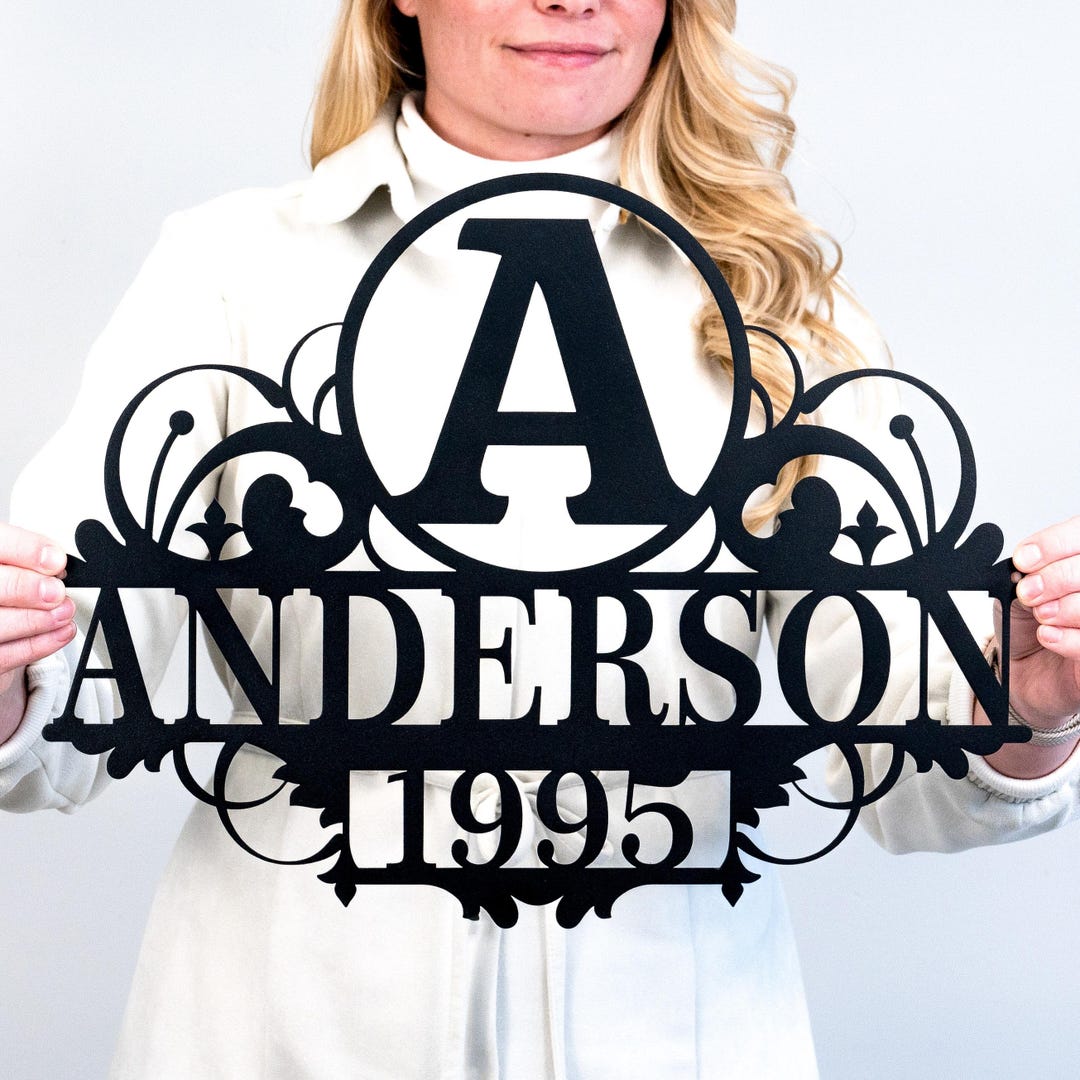 Personalized Family Name Metal Monogram Sign, Custom Monogram Sign ...