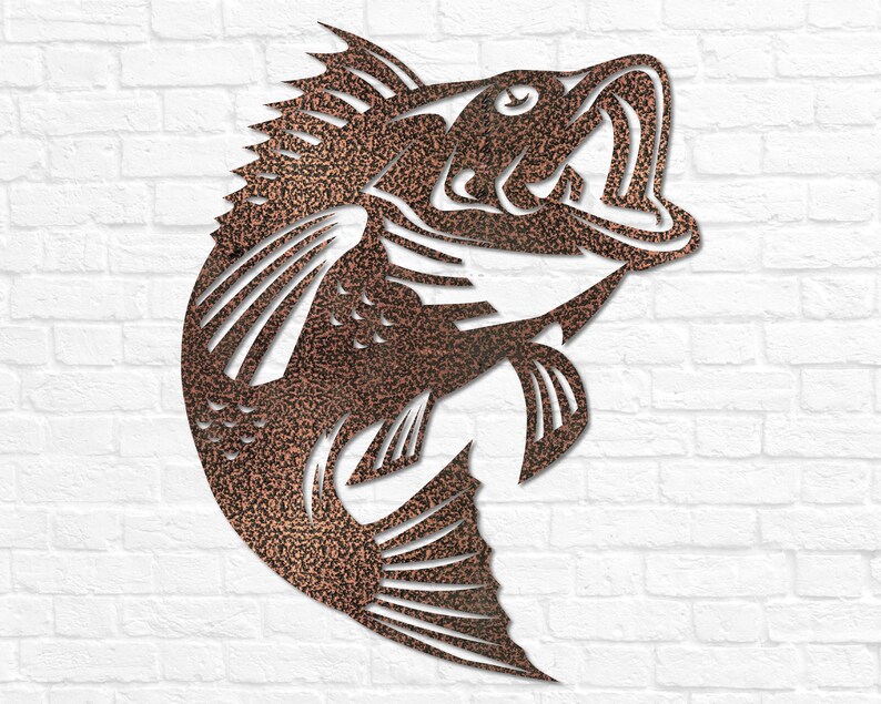 Metal Bass Wall Art Metal Wall Decor Bass Fishing Gift for Men Etsy